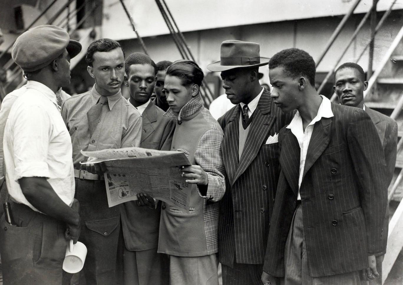 Some of the first Immigrants from the Caribbean island of Jamaica arrive at Tilbury, London