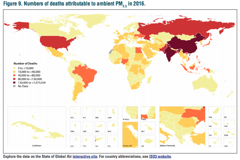 world deaths attributable to pollution 2016