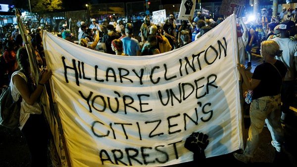 Click to enlarge Clinton protest
