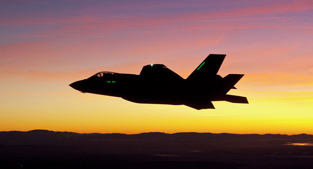 F-22 jet sunset