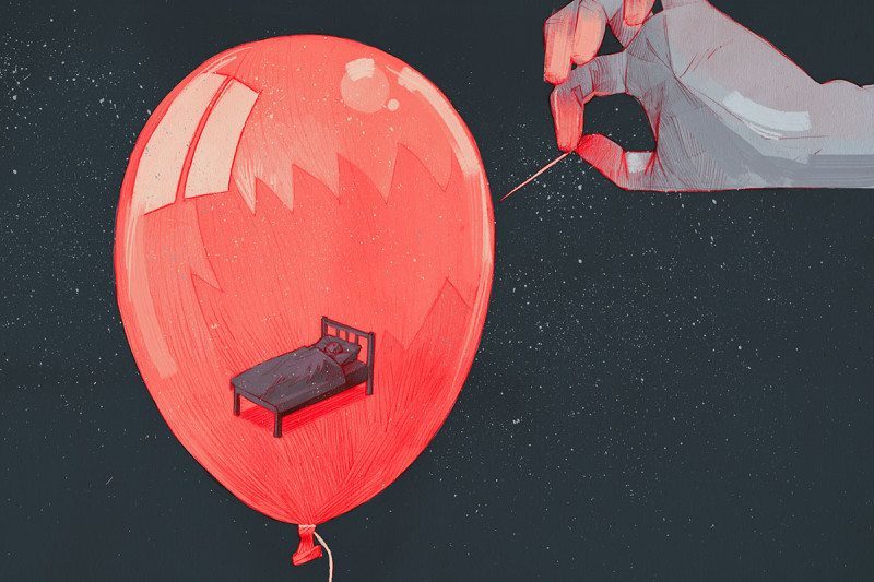 dream sleep balloon pin pop
