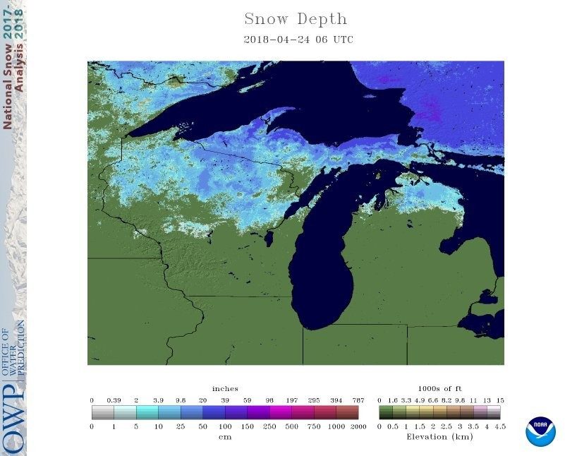 Snow cover on April 24, 2018