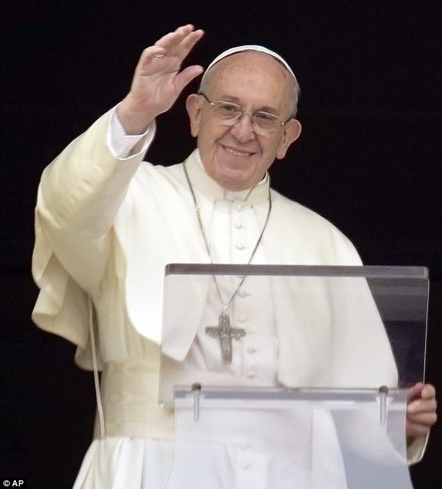 Click to enlarge Pope Francis called for people to get baptised to be able to fight the devil and exorcise their demons using prayer and the sacraments