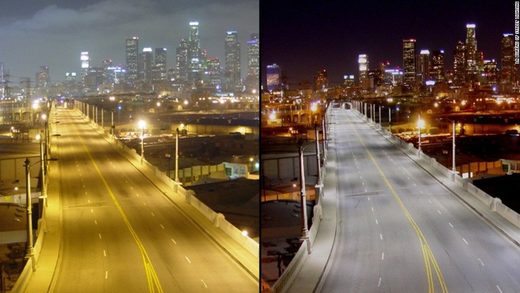 LA streetlights LED incandescent