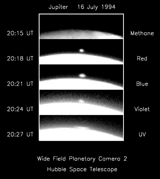 The first HST images of the first Levy fragment impact