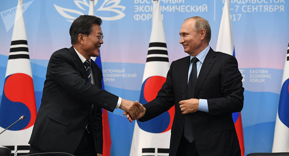 Moon Jae-in and Vladimir Putin