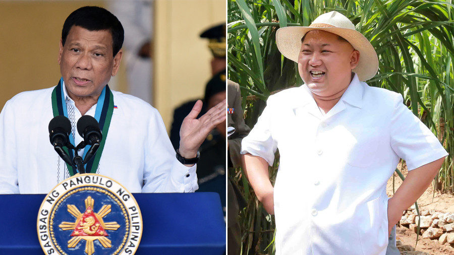 Duterte and Kim Jong-un in a hat