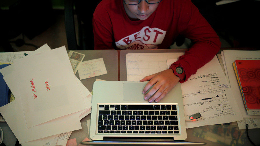 child student homework laptop