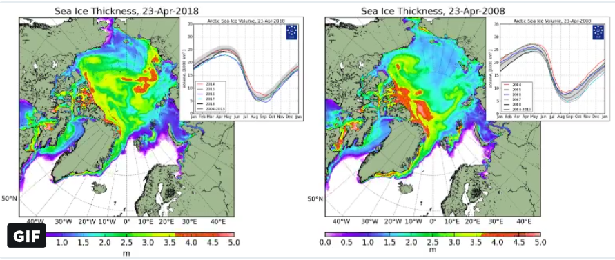 Click to enlarge arctic sea ice thickness