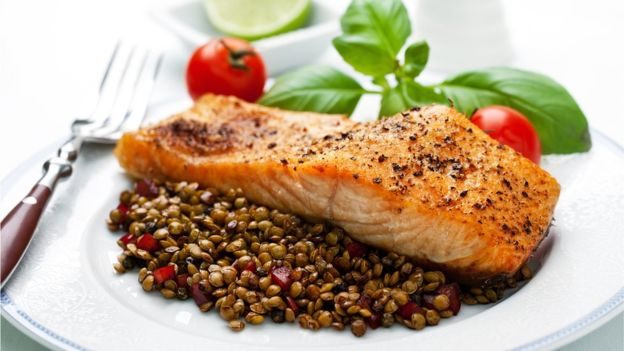 Click to enlarge salmon lentils