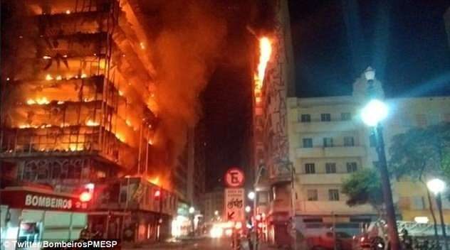Nearby streets were evacuated as the city's fire department struggled to contain the inferno
