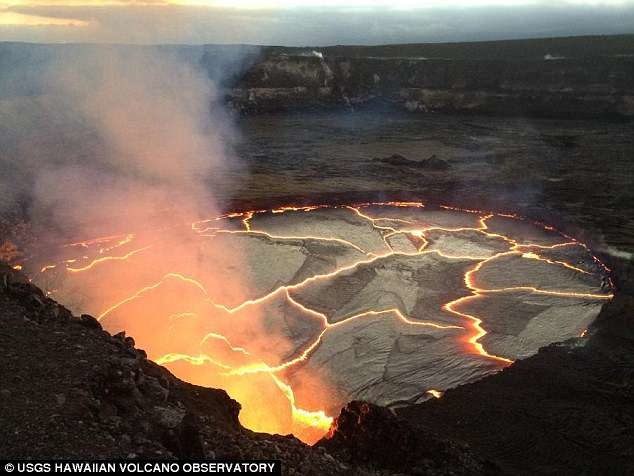 Click to enlarge A series of earthquakes and the collapse of the crater floor at Hawaii's most active volcano