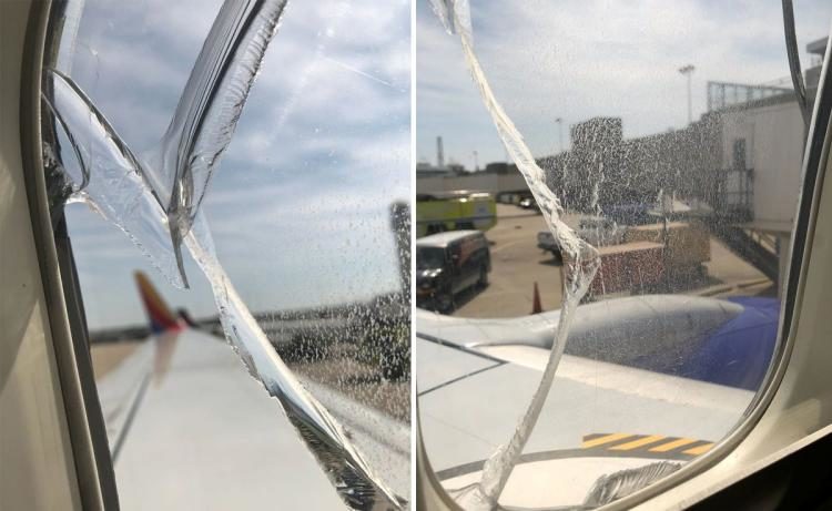 Click to enlarge Southwest flight emergency landing broken window