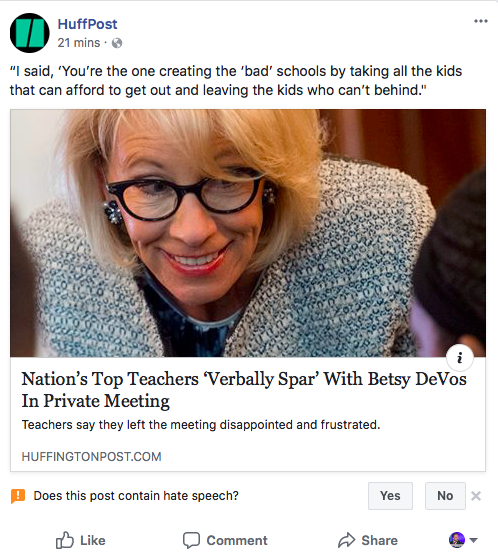 Click to enlarge Facebook hate speech initiative
