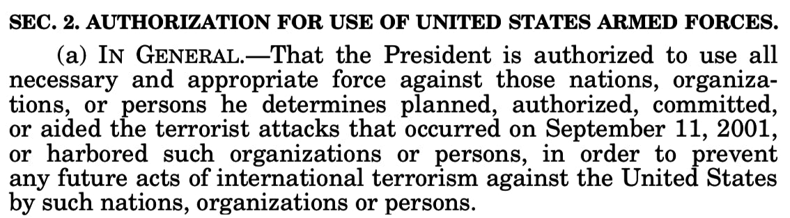 2001 AUMF Section 2
