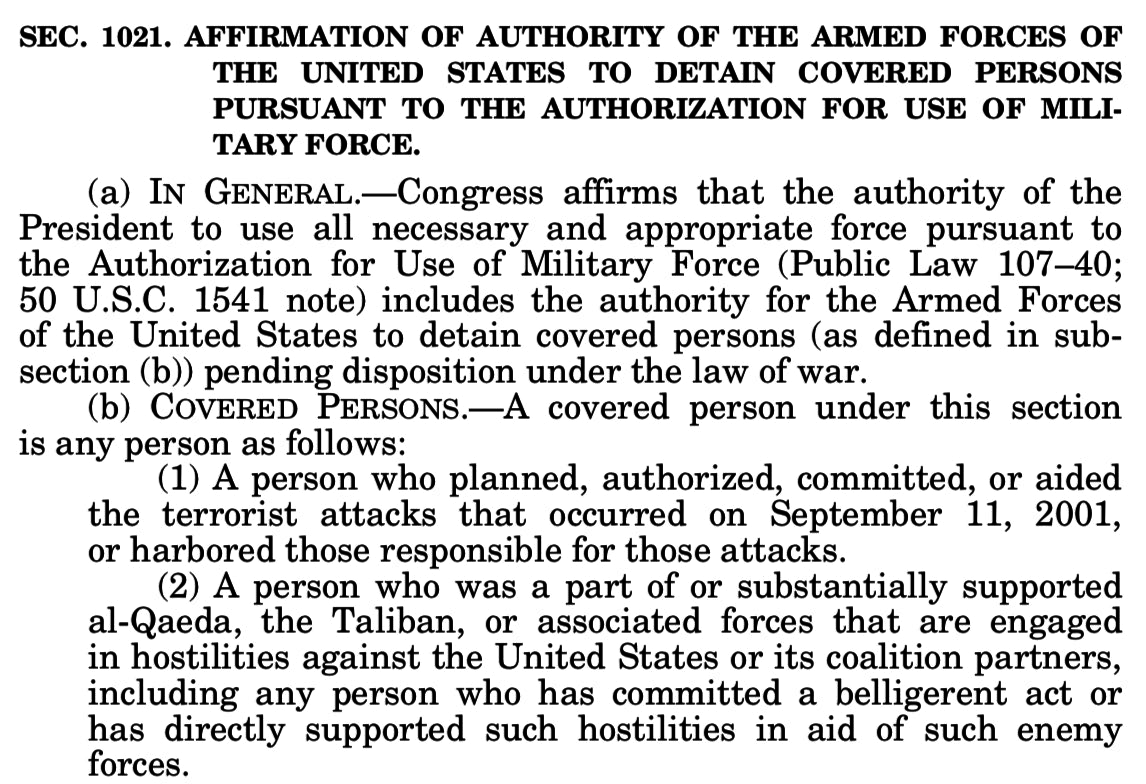 Section 1021 NDAA