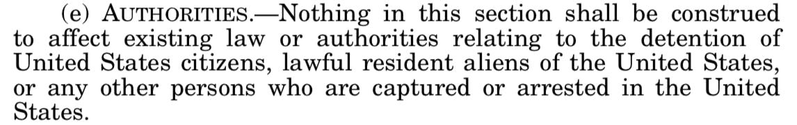 NDAA Section 1021 authorities