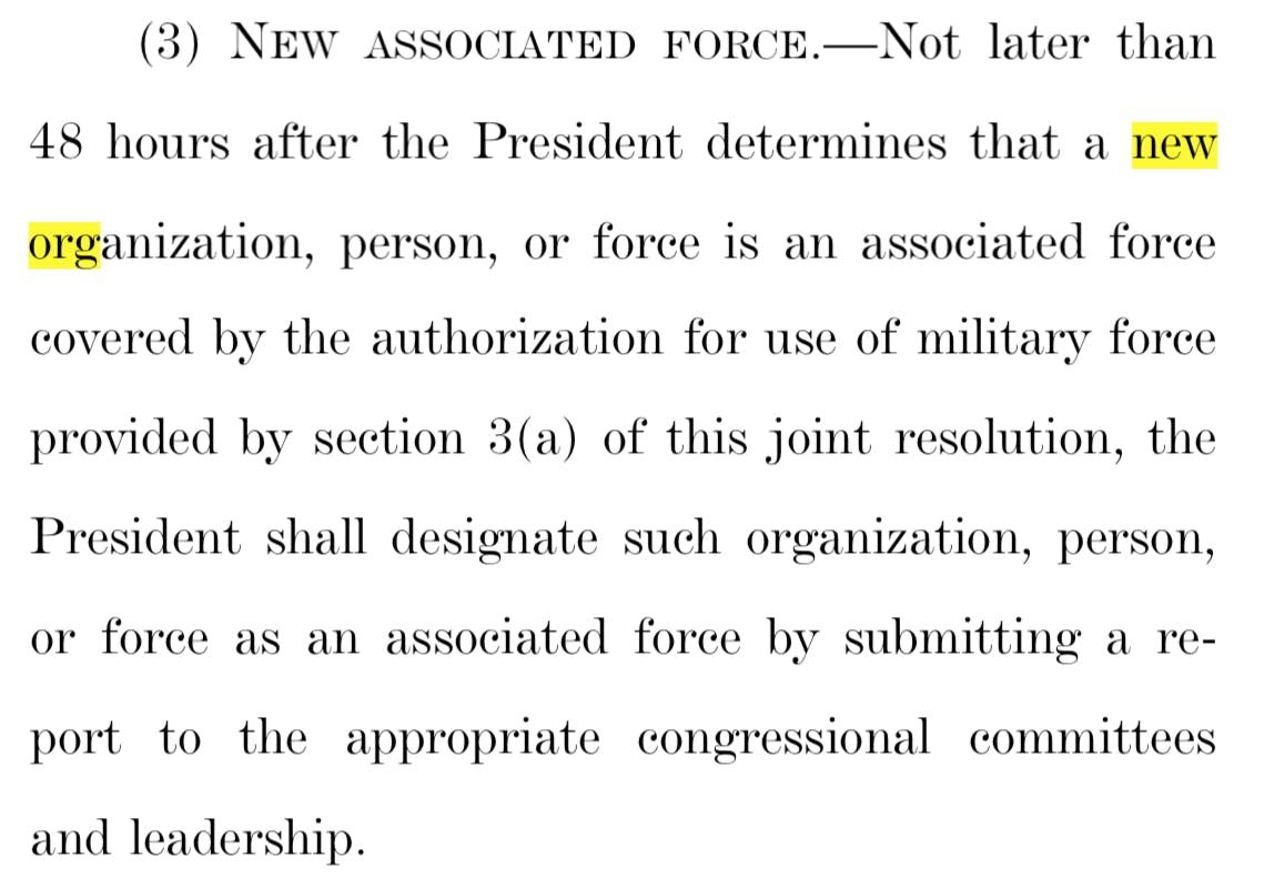 Proposed Corker Kaine AUMF