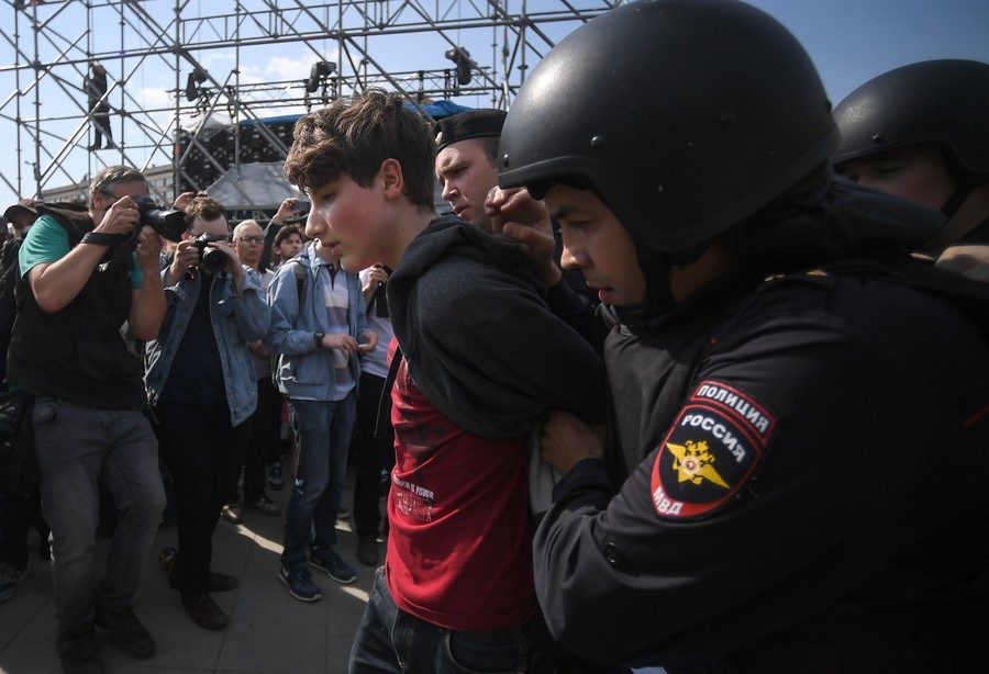 Moscow protester arrest