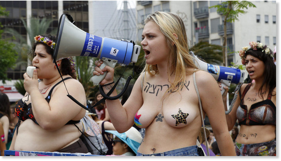5,000 feminists go on topless 'SlutWalk' in Tel Aviv in spi...