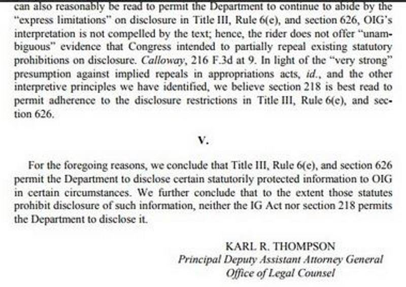 Click to enlarge Doj rules against Horowitz