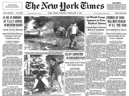 NYT bombing Israel 1983