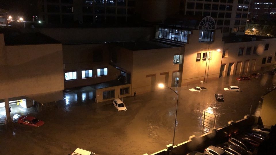 Flash flooding has wreaked havoc across Hobart