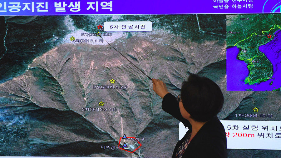Map showing seismic data following a North Korean nuclear bomb test