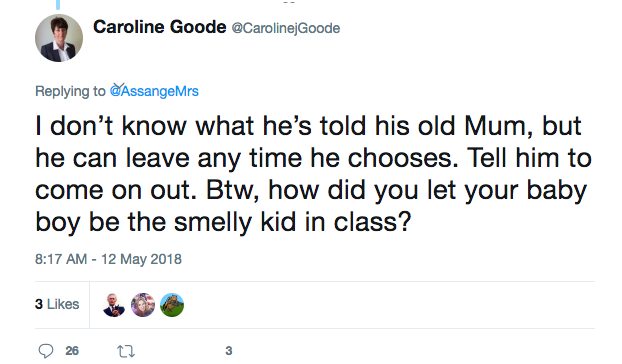 Caroline goode tweet julian assange
