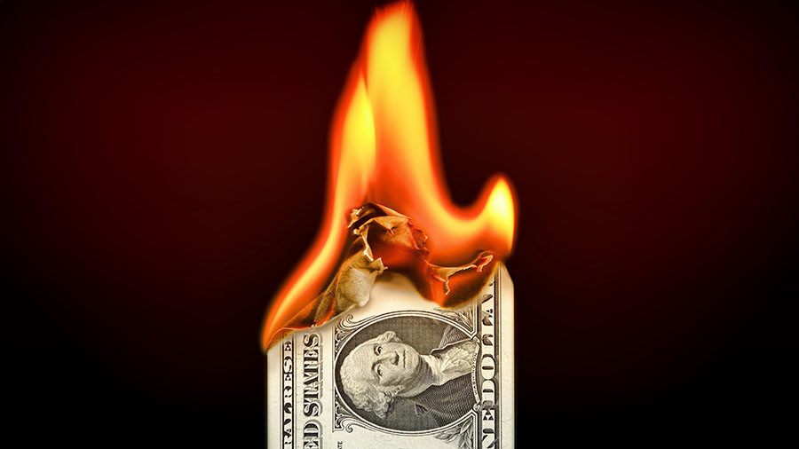 Click to enlarge burning dollar