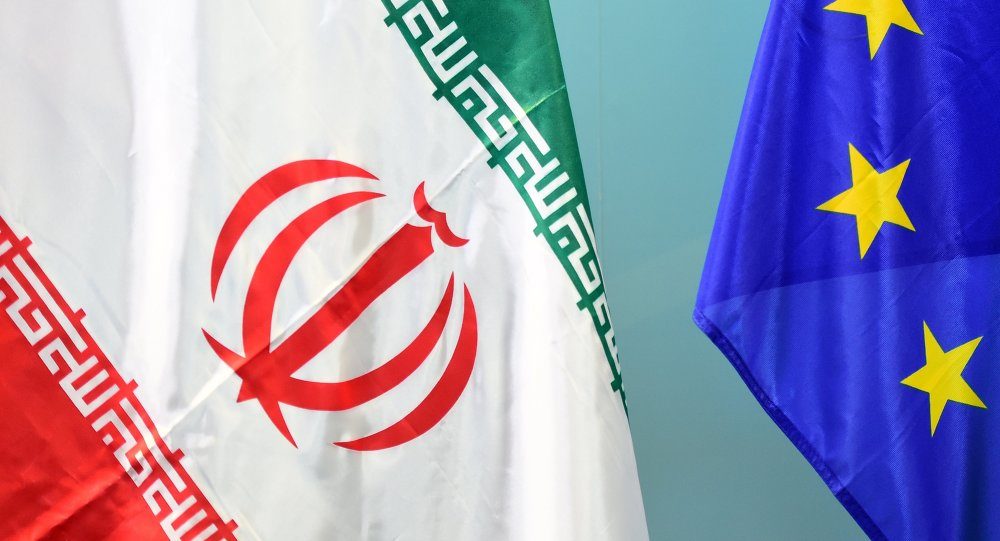 EU Iran flags