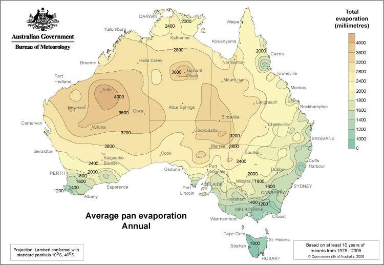 pan evaporation australia