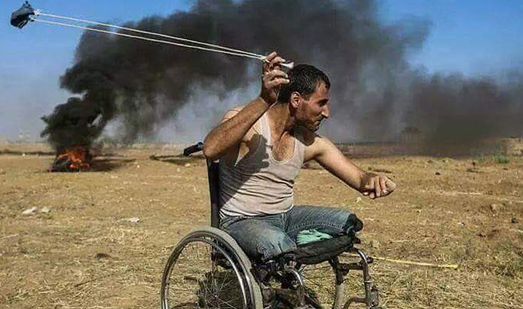 Palestinian man slingshot
