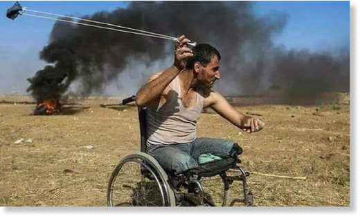 Palestinian man slingshot