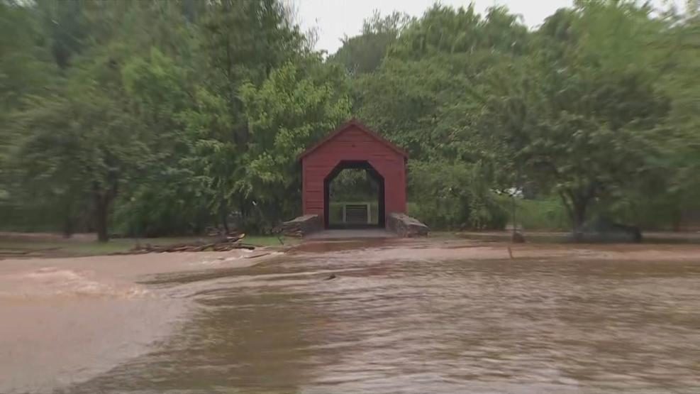 At least 10 roads were closed in Frederick, Maryland, following Tuesday night's storm.