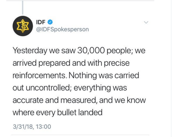 Click to enlarge IDF tweet gaza protest