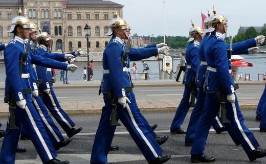 Royal guards at parade in Stockholm.