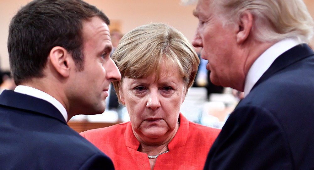 Macron Merkel Trump