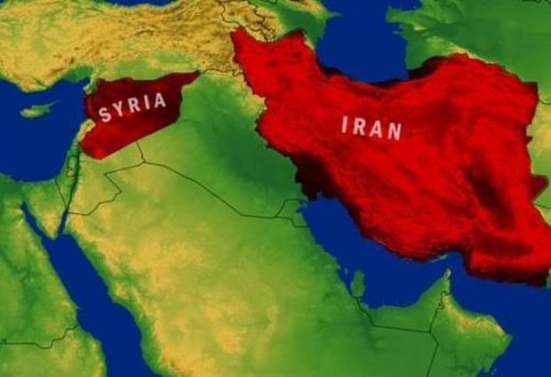 Map of Syria and Iran