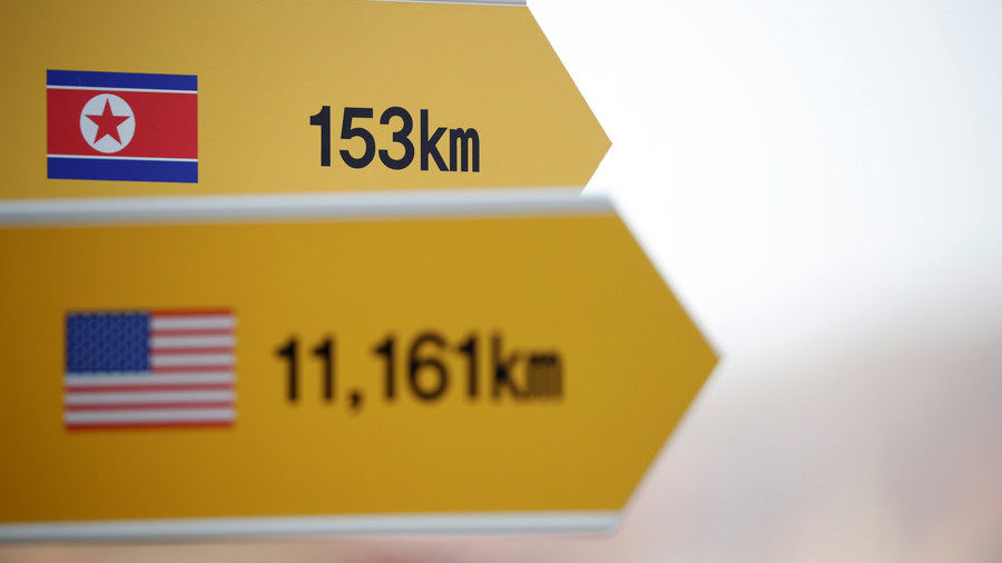 Korea border road sign