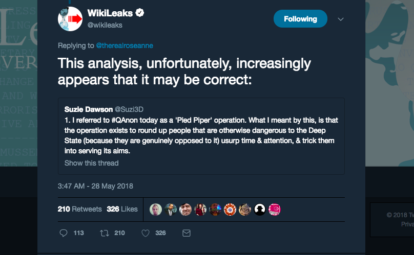 Wikileaks tweet Qanon