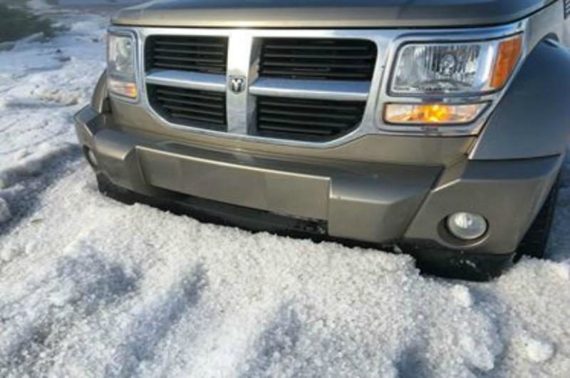 Street covered in hail in north Moose Jaw