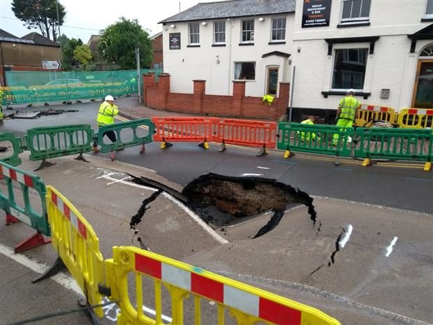Work is underway at the Tonbridge Road sinkhole