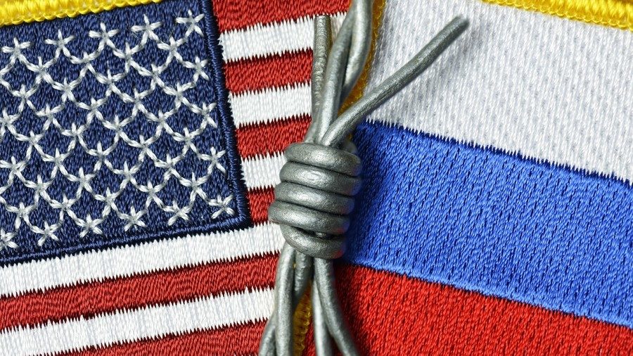 Russia US flags