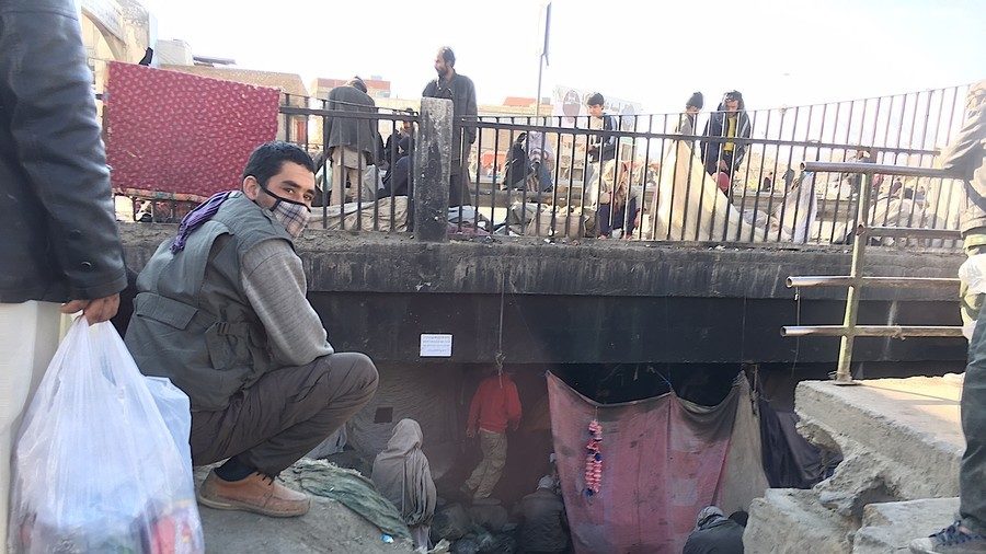 Drug users in Kabul, Afghanistan, living in the holes. 16 years after US occupation