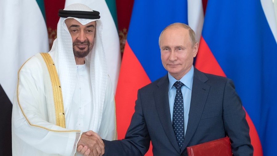 Vladimir Putin and Abu Dhabi Crown Prince Sheikh Mohammed bin Zayed