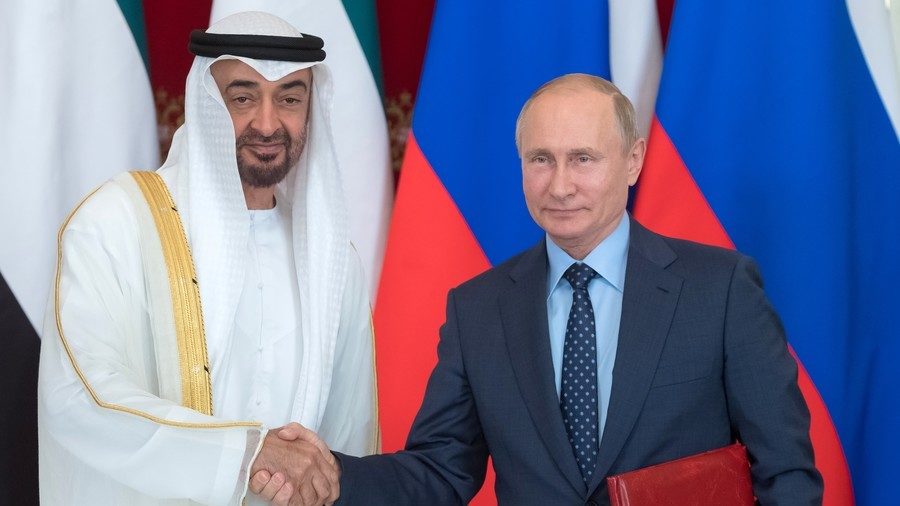 Click to enlarge Vladimir Putin and Abu Dhabi Crown Prince Sheikh Mohammed bin Zayed