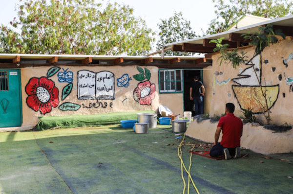 School in Khan al-Ahmar constructed with tires and mud