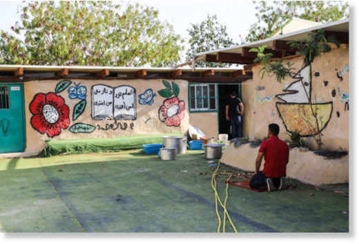 School in Khan al-Ahmar constructed with tires and mud