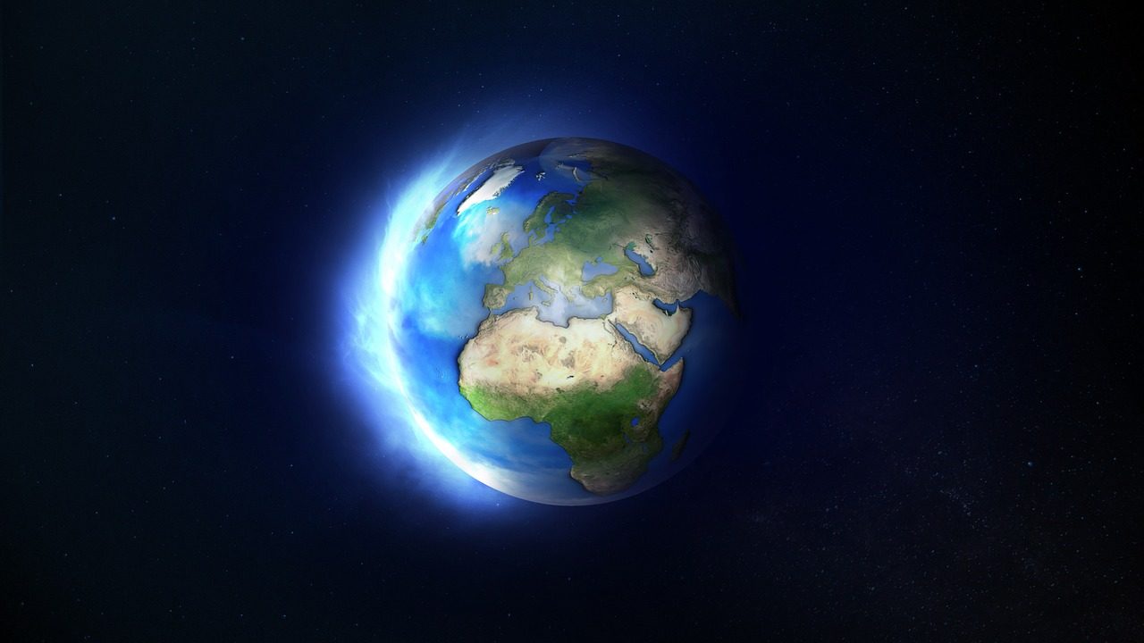 spinning earth with light